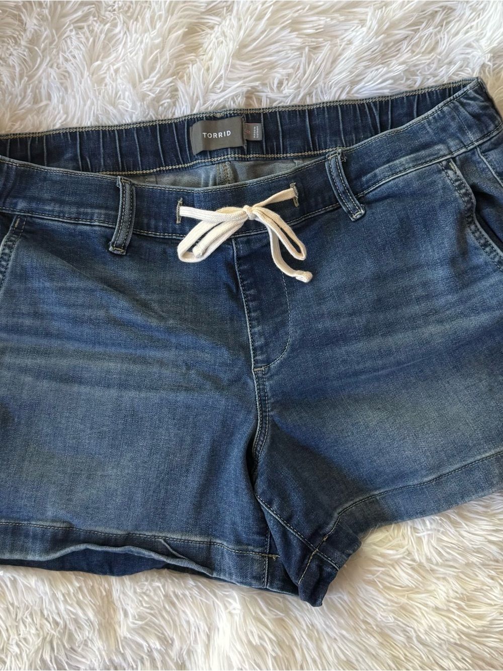 torrid Faded Blue Denim Drawstring Shorts